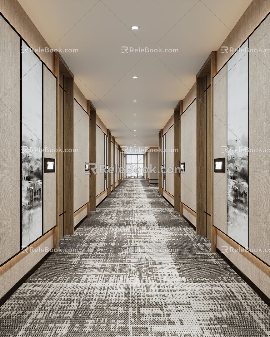 New Chinese Aisle Hotel Aisle 3d model