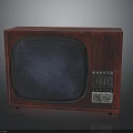 Vintage Electronic TV With Red Wooden Case And Control Panel