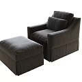 Dark Gray Fabric Single Sofa with Matching Ottoman in Modern Design Style 3d model