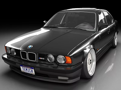 Black BMW M3 Sedan With Tuntech License Plate And Sporty Alloy Wheels 3d model