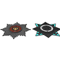 Star Shaped Wall Decor Medals With Red Blue Accents And Central Insignia