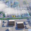 Aerial View Planning Of Industrial Plant With Storage Tanks Pipes And Factory Equipment