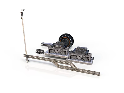 Industrial Mechanical Equipment With Steel Rod Wheel Base And Structural Components 3d model