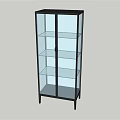 Black Frame Glass Door Cabinet with Multi Tiered Glass Shelves for Display Storage