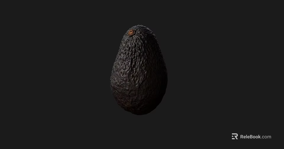 Perfectly Ripe Fresh Avocado With Textured Skin Isolated On Black Background 3d model 