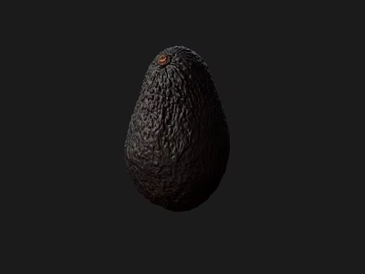 Perfectly Ripe Fresh Avocado With Textured Skin Isolated On Black Background 3d model