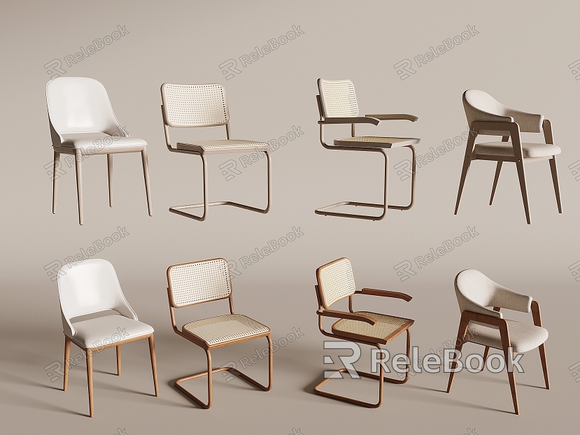 Modern Dining Chair Rattan Single Chair Leisure Chair with Armrests Dining Chair Without Armrests Single Chair model