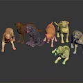 Various Colored Dog Models Displayed In Different Poses On Black Background