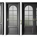 Black Hinged Doors Featuring Various Styles with Single Double Panel Glass Inserts 3d model