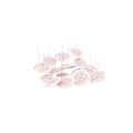 Elegant Petal Shaped Chandelier Design With Textured Lampshades And Warm Lighting