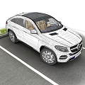 White Mercedes-Benz SUV Coupe Parked In Parking Lot Lane With Alloy Wheels And Front Grille Design