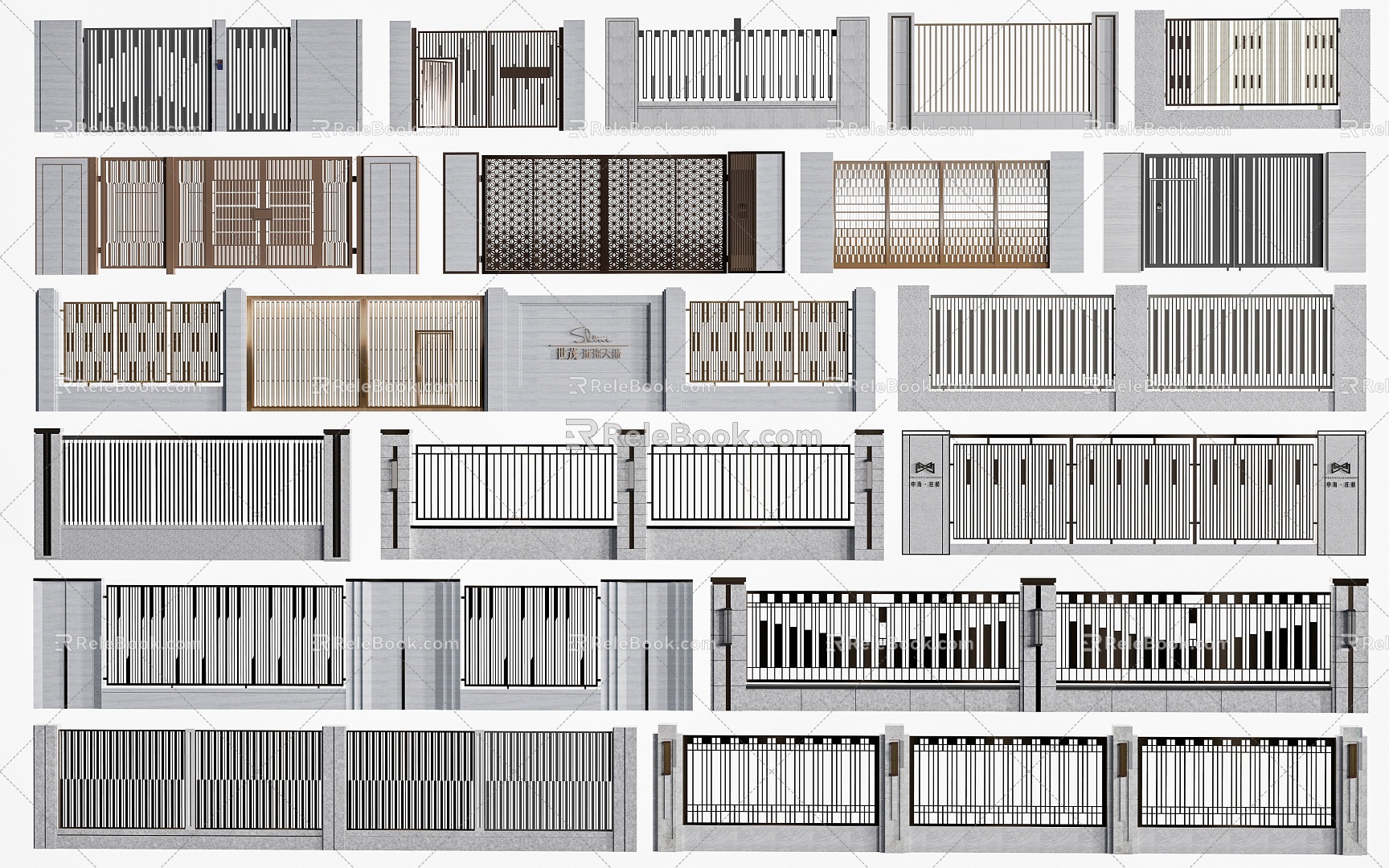 Community fence, courtyard wall, landscape fence, wrought iron grille fence 3d model