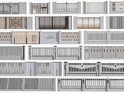 Community fence, courtyard wall, landscape fence, wrought iron grille fence 3d model