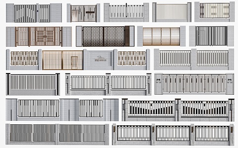 Community fence, courtyard wall, landscape fence, wrought iron grille fence 3d model