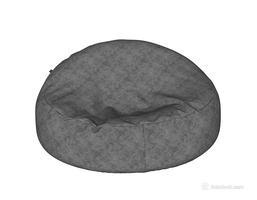 Comfortable Gray Fabric Round Bean Bag Chair for Living Room Relaxation 3d model 