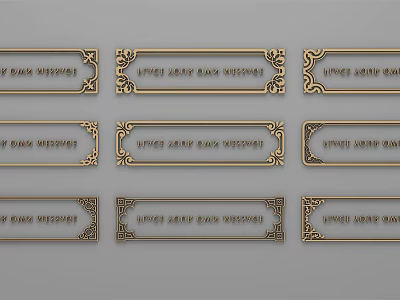 Intricate Carved Metal Plates With Elegant Patterns And Text Inscriptions 3d model