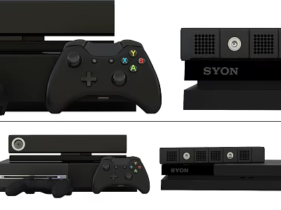 Entertainment Electronics Featuring Game Controller Console And SYON Sound System 3d model