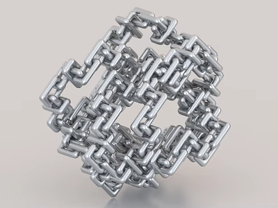 Intricate Silver Chain Links Forming Complex Three Dimensional Sculptural Structure 3d model