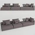 Modern Comfortable Gray Fabric Three Seater Sofa With Patterned Decorative Pillows 3d model