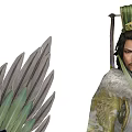 Ancient Game Characters In Traditional Robes With Feather Details And Ornate Headwear