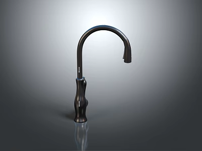 Modern Black Kitchen Faucet With Curved Spout And Smooth Design 3d model
