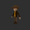 3D Stylized Game and Movie Character With Brown Hat Brown Jacket and Yellow Shirt