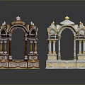 Decorative Shrines With Carved Details Brown And White Gold Ornate Design