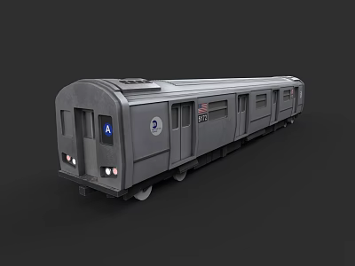 Gray Subway Train Featuring A Logo Circular Emblem And Headlights On Exterior 3d model