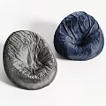 Comfortable Modern Bean Bag Chair With Soft Plush Fabric In Navy Blue And Gray