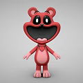Cute Red Cartoon Bear 3D Model With Big Eyes Open Mouth And Heart Chest