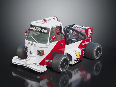 Red And White Modified Race Car With Goodyear Motul Shell Logos And Numbers 50 12 3d model