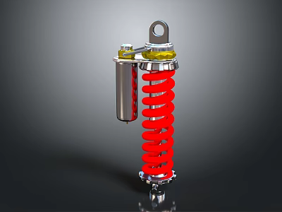 Hardware Tools Shock Absorber With Red Coil Spring And Metal Top Ring Durable Design 3d model