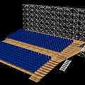 Neatly Arranged Blue Public Chairs With Multiple Tiers Supported By Metal Frame In Stadium Venue