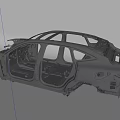 Car Body Frame Structure With Metal Components And Open Door Design 3d model