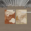 Two Square Rugs With Abstract Wave Designs And Warm Earthy Tones 3d model
