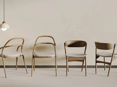 Modern Single Chair With Wooden Frame And Upholstered Seat For Home Interior Decor 3d model