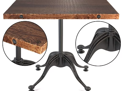 Rustic Wooden Coffee Table With Black Metal Cross Legs And Metal Bolts 3d model