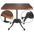 Rustic Wooden Coffee Table With Black Metal Cross Legs And Metal Bolts