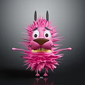 Playful Pink Spiky Cartoon Creature With Big Eyes And Open Arms