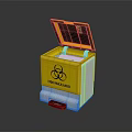 Public Facility Biological Hazard Waste Bin With Yellow Open Lid Design