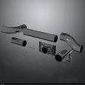 Various Metal Pipes Including Bending And Straight Tubes On Reflective Surface