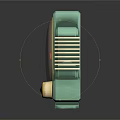 Vintage Turquoise Electronic Radio With Circular Speaker Gold Knobs And Classic Grill Design