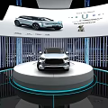LUXE Car Exhibition With Modern Lighting Circular Platform And Screen 3d model