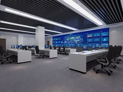 Command Control Room of Modern Monitoring Room 3d model