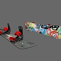 Sports Equipment High Quality Snowboard with Colorful Graffiti Design and Red Black Bindings