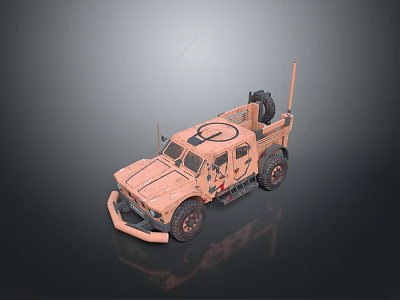 Light Brown Military Tank Model With Antenna Roof Equipment And Wheel Design 3d model