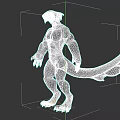 Mythical Aquatic Dragon Like Creature With Deep Blue And White Body Standing Posture