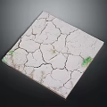 White Square Object With Cracks And Green Accents On The Edges 3d model