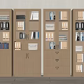 Wooden Bookcases With Folders Books And Storage Shelves For Office Organization