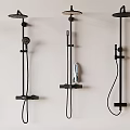 Black Wall Mounted Shower Systems With Multiple Styles And Handheld Sprayers 3d model